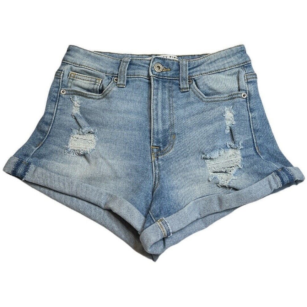 CELEBRITY PINK THE ICONIC DISTRESSED CUFFED DEMIN SHORTS SIZE 1/25